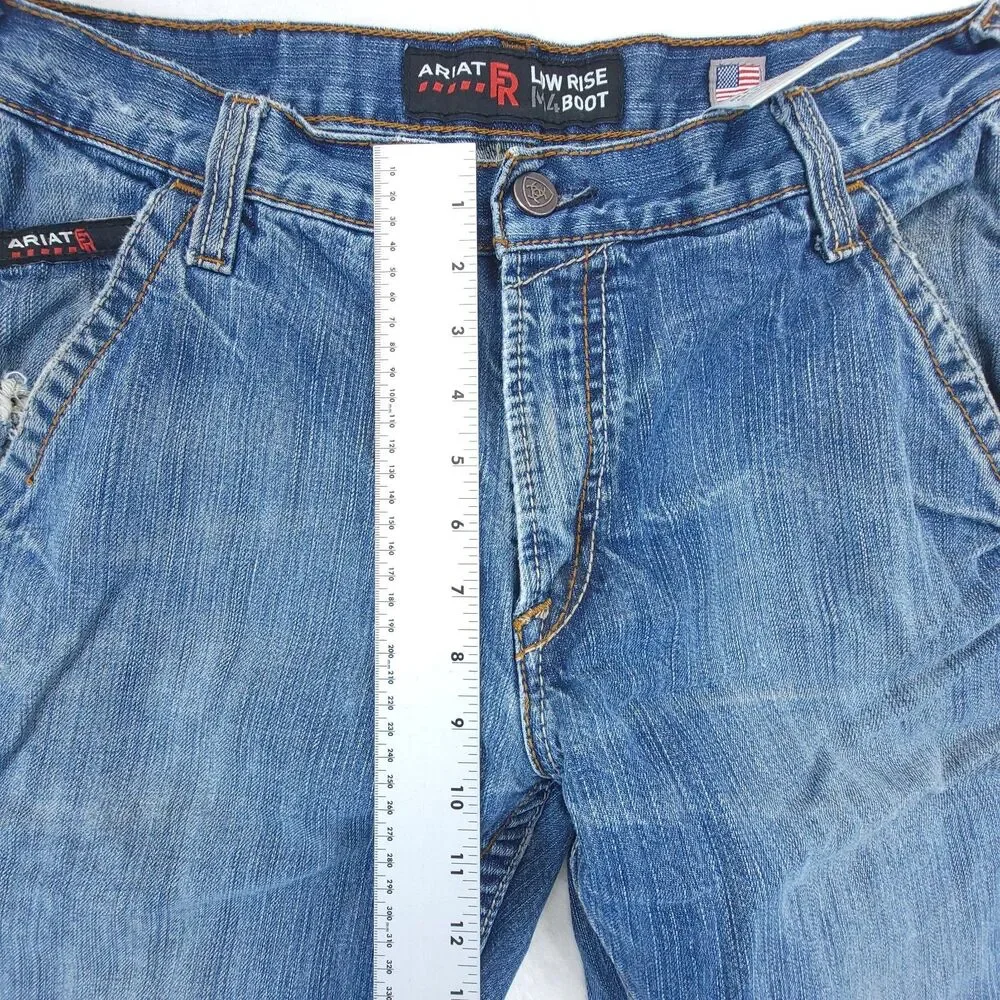 Ariat FR Jeans Mens 33x30 (33x28) Blue M4 Low Rise Boot WorkWear Denim CAT2 HRC2